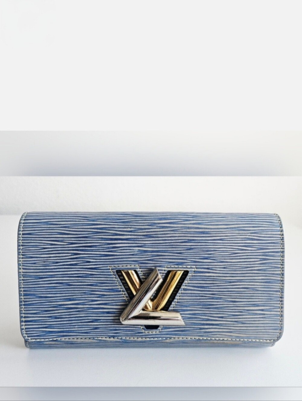 Louis Vuitton Blue Epi Denim Leather Twist Lock Long Wallet